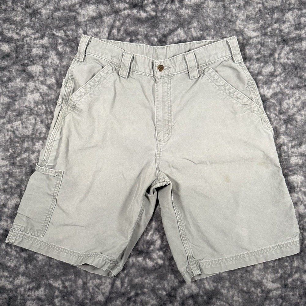 Carhartt B147 STL Canvas Carpenter Shorts Mens 33 Steel Gray Workwear Loose Fit